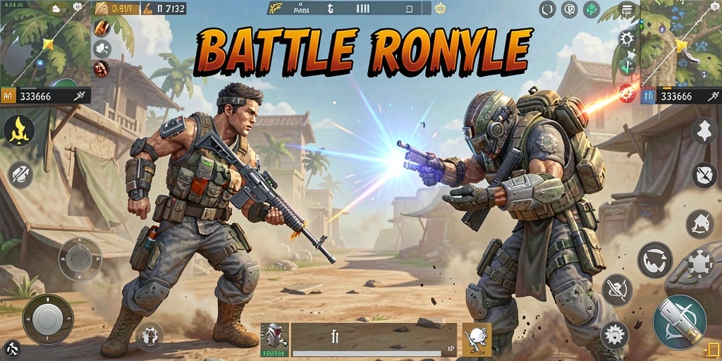 Tangkapan layar menunjukkan aksi mendebarkan di dalam game Battle Royale.