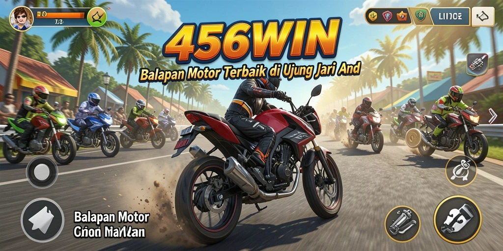 Screenshot dari gameplay 456WIN yang menampilkan balapan motor yang mendebarkan.