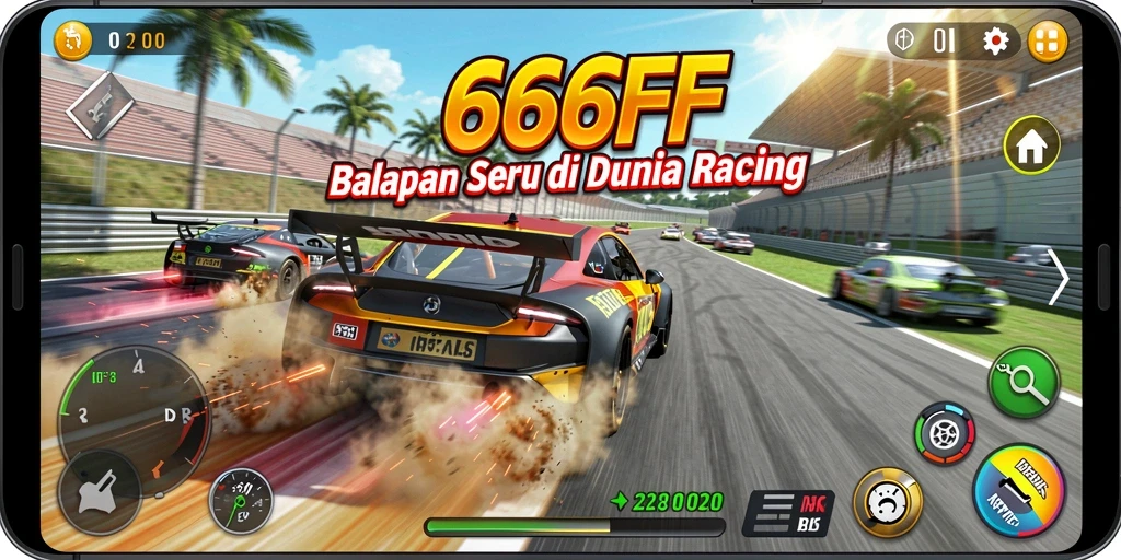 Gameplay Racing yang mendebarkan dan penuh aksi.
