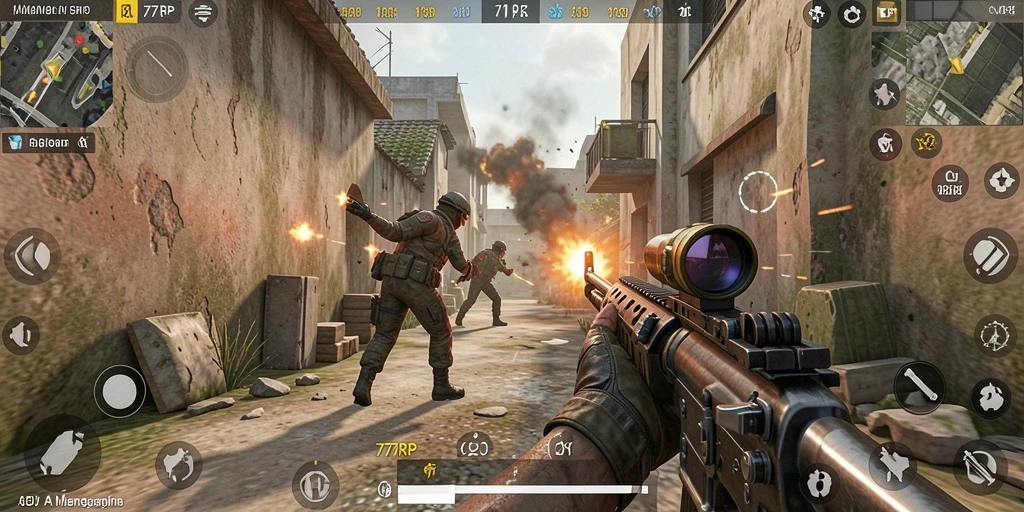 Screenshot utama dari gameplay intens 77RP.