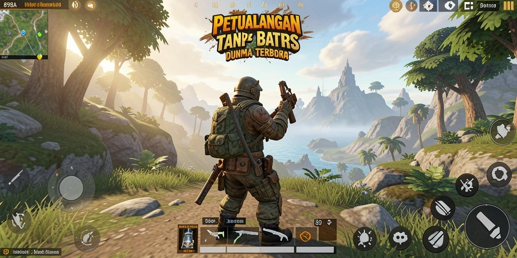 Tangkapan layar gameplay 898A yang menunjukkan eksplorasi dunia terbuka.