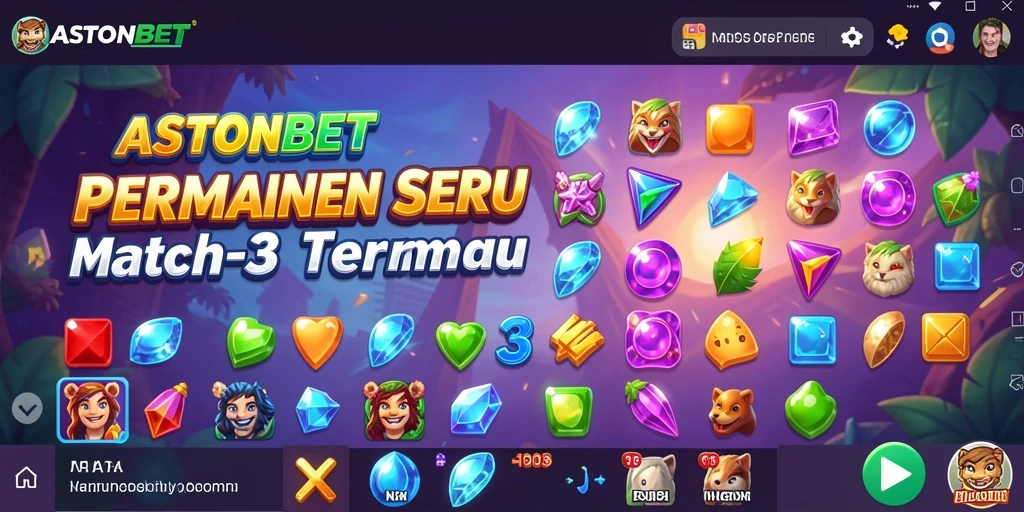 Screenshot utama menunjukkan gameplay Match-3 yang seru dan berwarna.