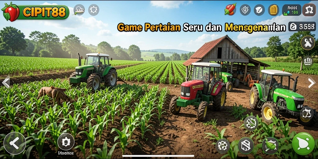 Screenshot gameplay CIPIT88 yang menunjukkan aktivitas bertani yang seru.