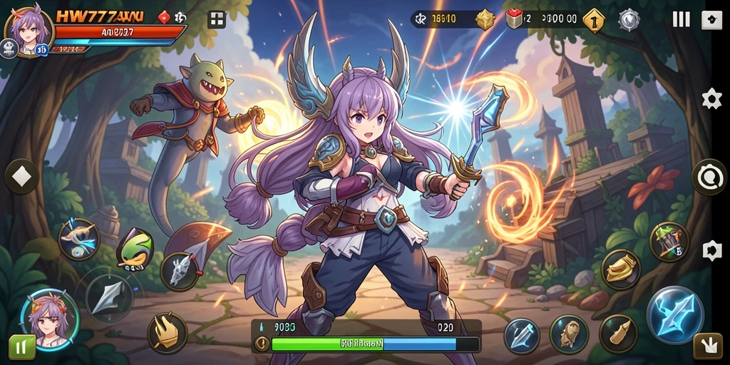 Screenshot gameplay HW777 menunjukkan aksi seru dalam petualangan Anime.