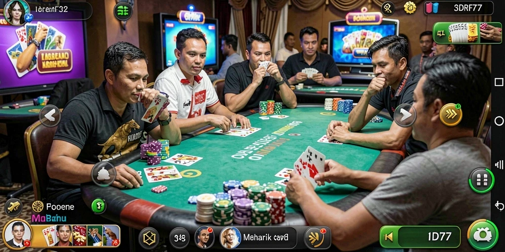 Screenshot utama IDR77 menunjukkan gameplay poker yang menarik.