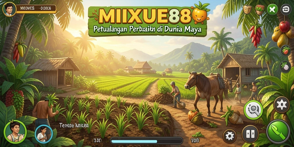 Screenshot gameplay MIXUE88 menampilkan kegiatan bertani yang seru.