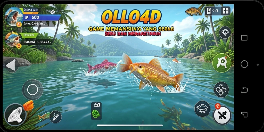 Screenshot gameplay OLLO4D memperlihatkan aksi memancing yang seru.