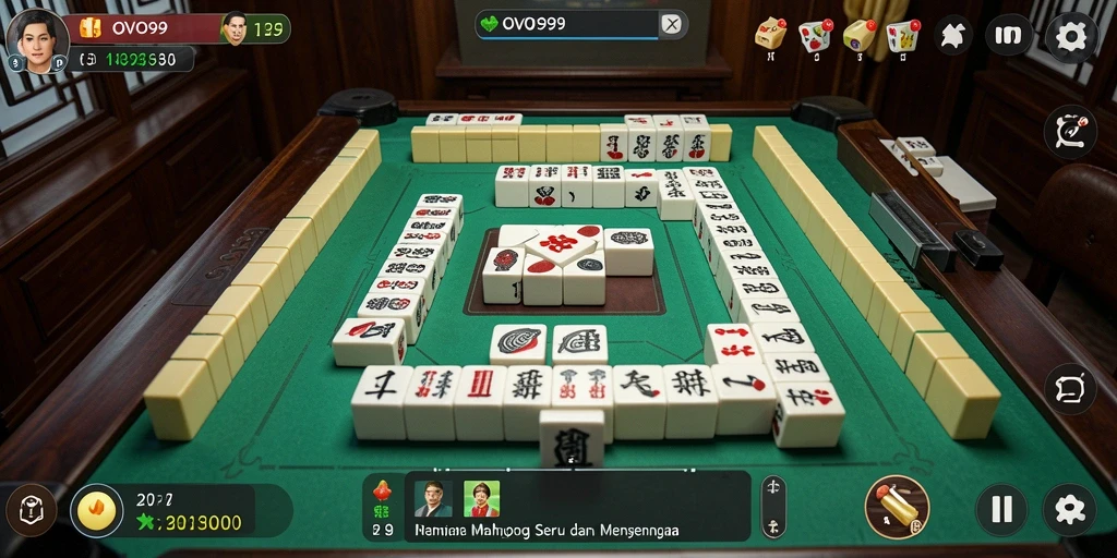 Screenshot OVO99 menampilkan gameplay Mahjong yang seru dan grafis menarik.