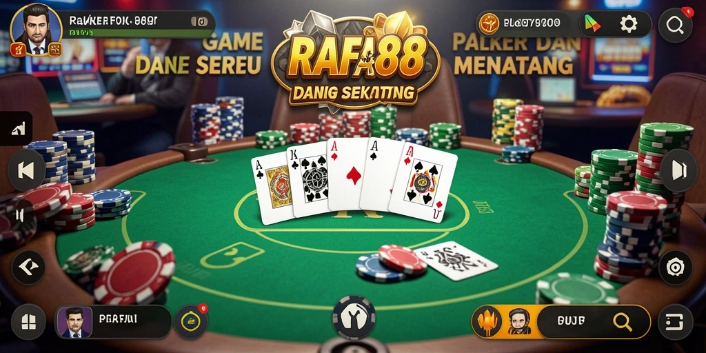 Tampilan gameplay Poker yang menegangkan dan seru di RAFA88.