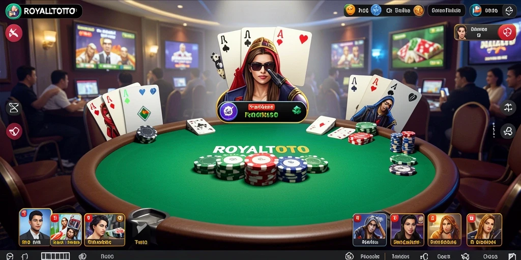 Screenshot gameplay ROYALTOTO yang menampilkan kompetisi poker yang seru.
