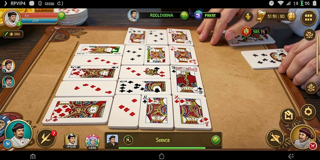 Tampilan gameplay menarik dari RPVIP4 yang menggambarkan keseruan bermain Domino.