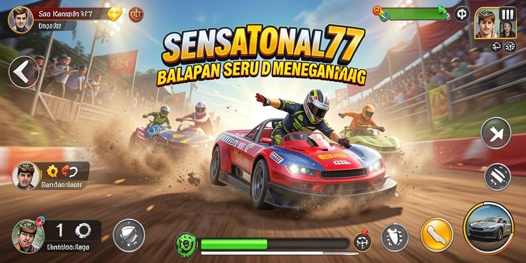 Tampilan gameplay menegangkan dari SENSATIONAL77 saat balapan.