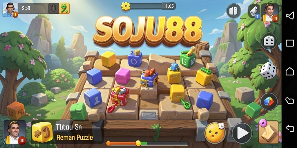 Tampilan gameplay seru dari SOJU88 dengan berbagai tantangan puzzle.