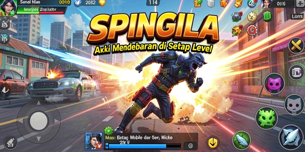 Tampilan gameplay SPINGILA yang seru dengan aksi tanpa henti.