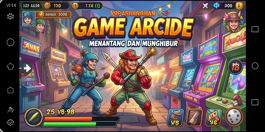 Screenshot gameplay V98 menampilkan aksi seru dalam permainan Arcade.